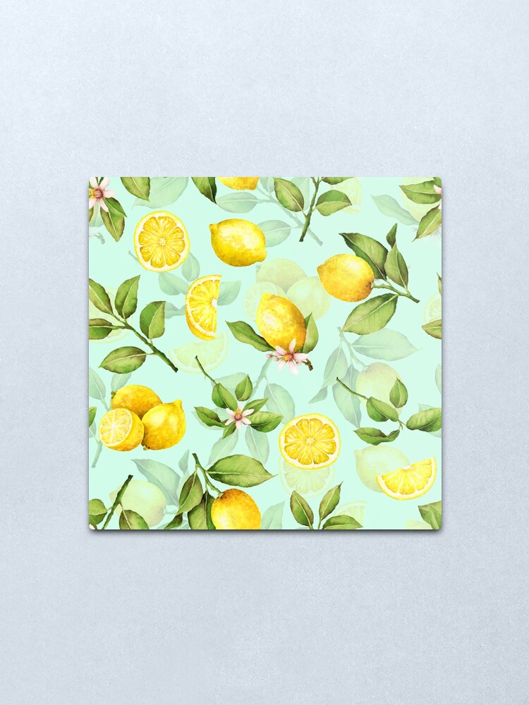 Alternate view of Summer Lemons turqouise Metal Print