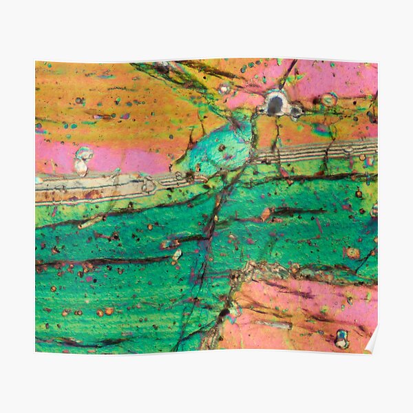 Vesuvius volcano Pyroxene rock thin section microscope photograph - geology gift Poster