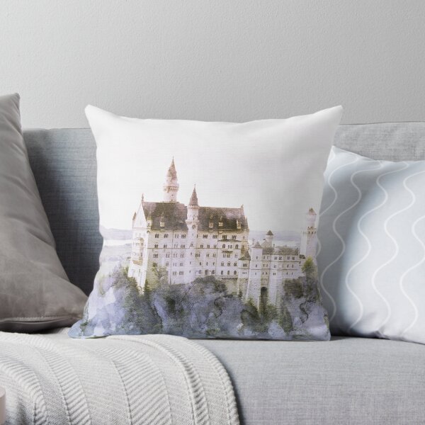 Neuschwanstein Fairy Tale Castle Print Throw Pillow