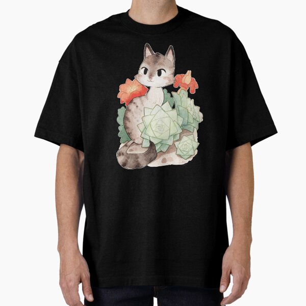 Chat plante succulente fleur aquarelle T-shirt oversize