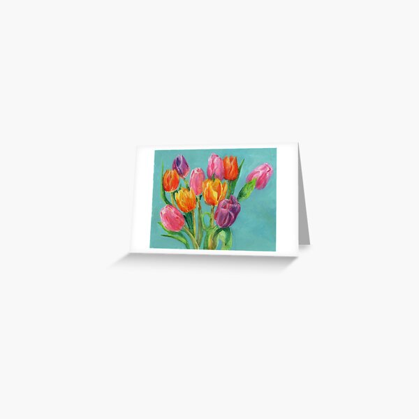 Tulip Bouquet Watercolor Painting Greeting Card