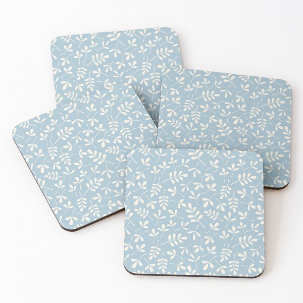 Item preview, Cream on Blue Assorted Leaf Silhouette Pattern designed and sold by NataliePaskell.