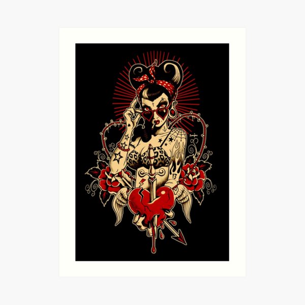 Rockabilly Art, Pinup Art, Heartbreaker, Vintage Pinup, Art Print