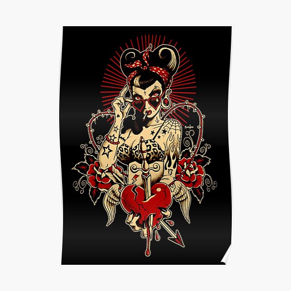 Rockabilly Art, Pinup Art, Heartbreaker, Vintage Pinup, Poster