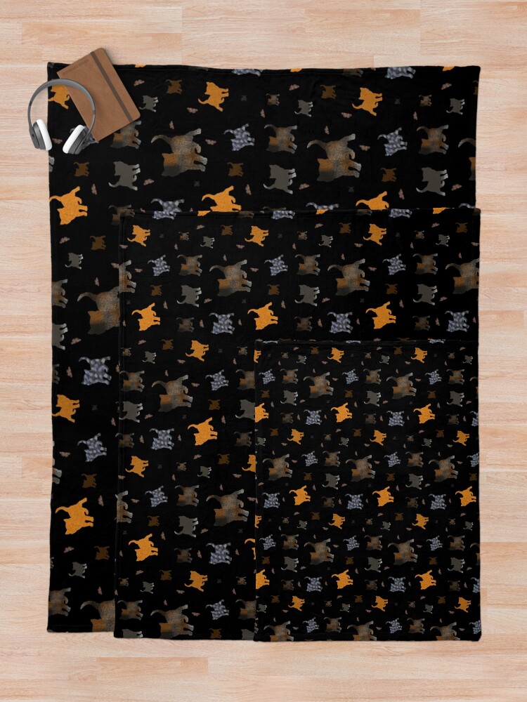 Alternate view of Cats on black Throw Blanket