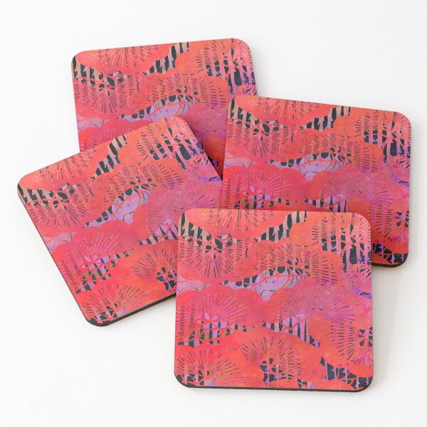 Item preview, Mimosa Mimosa Flower Chinoiserie Chic Watercolor Stencil - Blaze Red designed and sold by AndreaHelmArt.