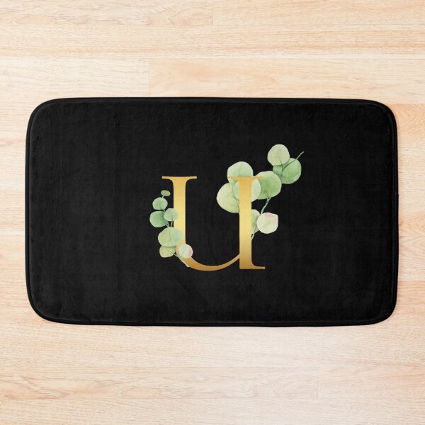 Item preview, Floral Gold Monogram U - Letter Art Black designed and sold by MysticMagpie.
