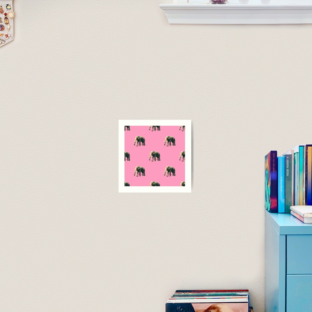 Elephants on pink Art Print