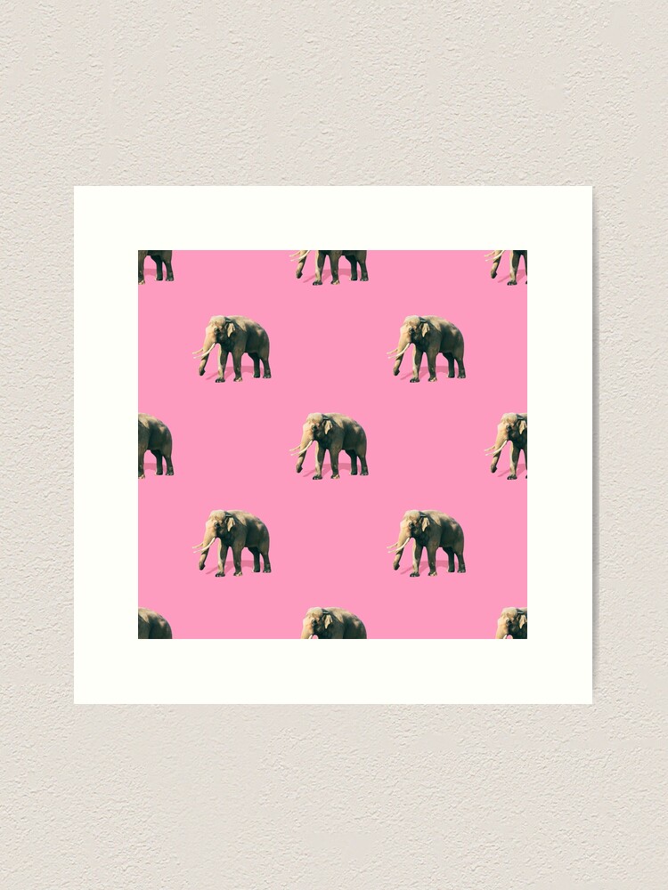Alternate view of Elephants on pink Art Print