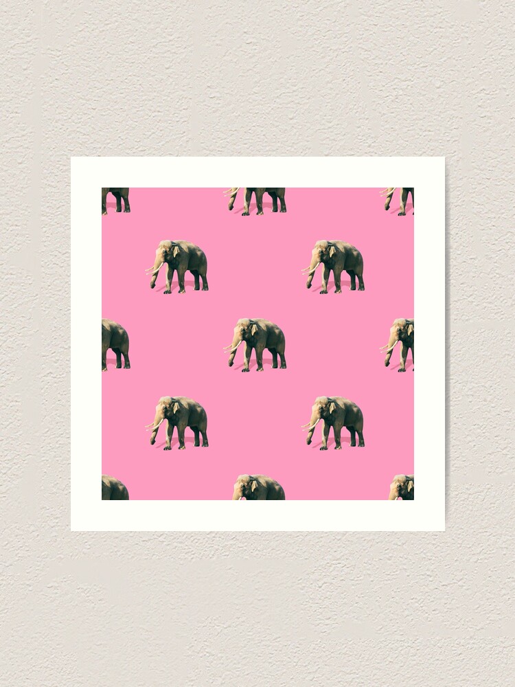 Alternate view of Elephants on pink Art Print