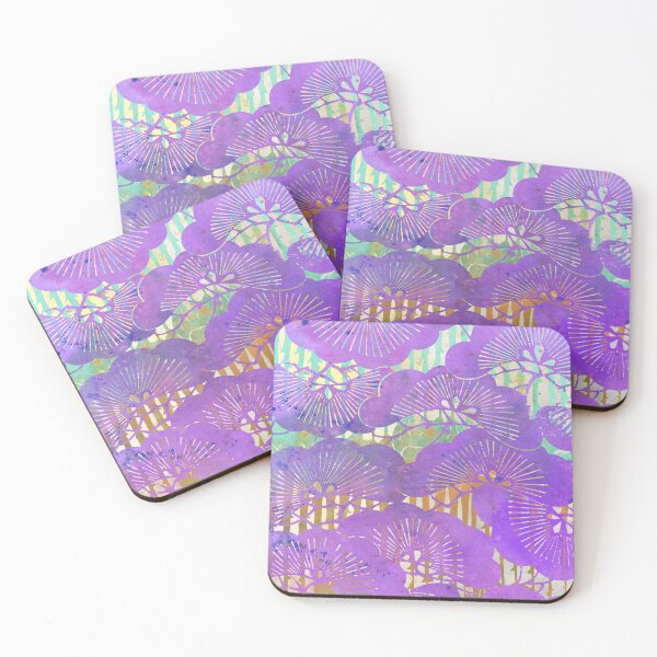 Item preview, Chinoiserie Chic Mimosa Flower Watercolor Stencil Art - Lilac Purple designed and sold by AndreaHelmArt.