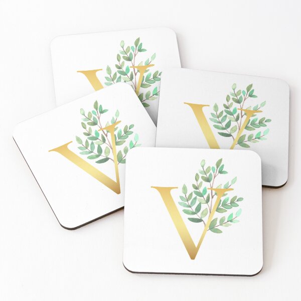 Item preview, Floral Gold Monogram V - Letter Art designed and sold by MysticMagpie.