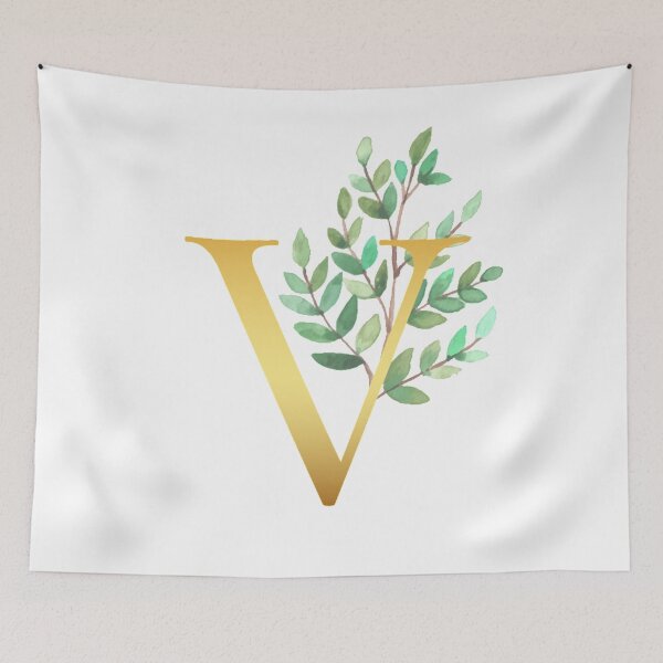 Item preview, Floral Gold Monogram V - Letter Art designed and sold by MysticMagpie.