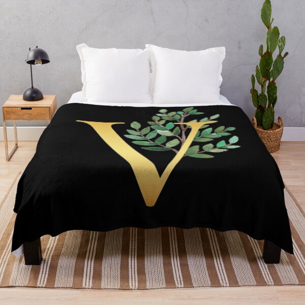 Item preview, Floral Gold Monogram V - Letter Art Black designed and sold by MysticMagpie.
