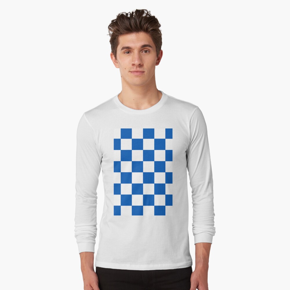 Brighton Blue and White Checkered Fan Flag Graphic T-Shirt for