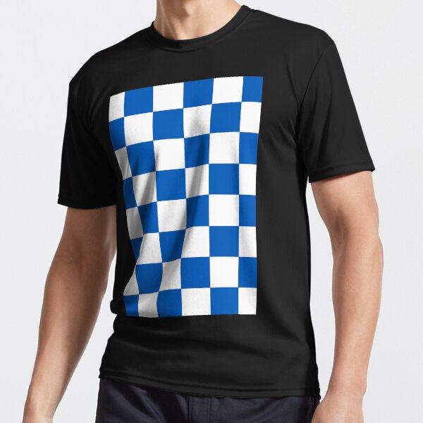 Brighton Blue and White Checkered Fan Flag Graphic T-Shirt for