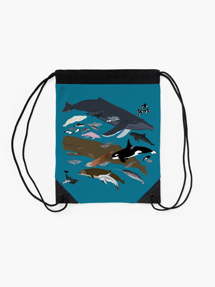 Alternate view of I Am Thankful For Cetaceans Drawstring Bag
