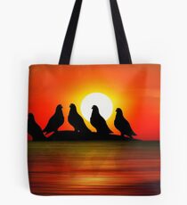 Birds at Sunset point Tote Bag