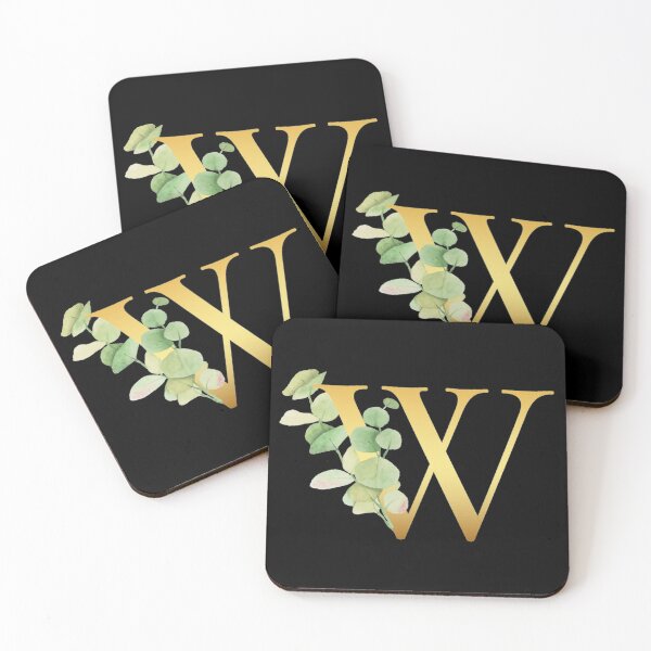 Item preview, Floral Gold Monogram W - Letter Art Black designed and sold by MysticMagpie.