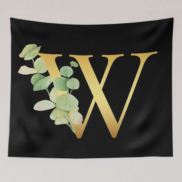 Item preview, Floral Gold Monogram W - Letter Art Black designed and sold by MysticMagpie.