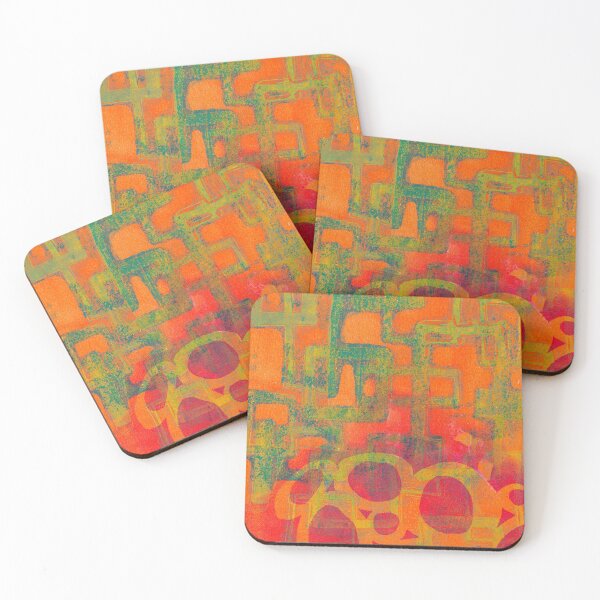 Item preview, Squares and Circles Gel-Plate Print designed and sold by Tamzin Smith.