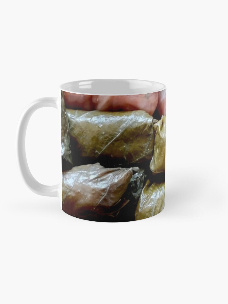 Alternate view of Romanian sarmale with vines and cabbage, traditional food, spring rolls Mug