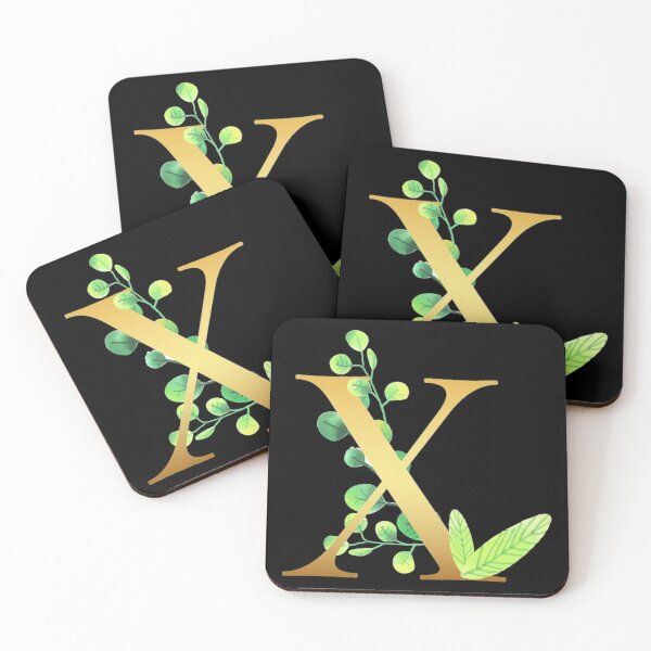 Item preview, Floral Gold Monogram X - Letter Art Black designed and sold by MysticMagpie.