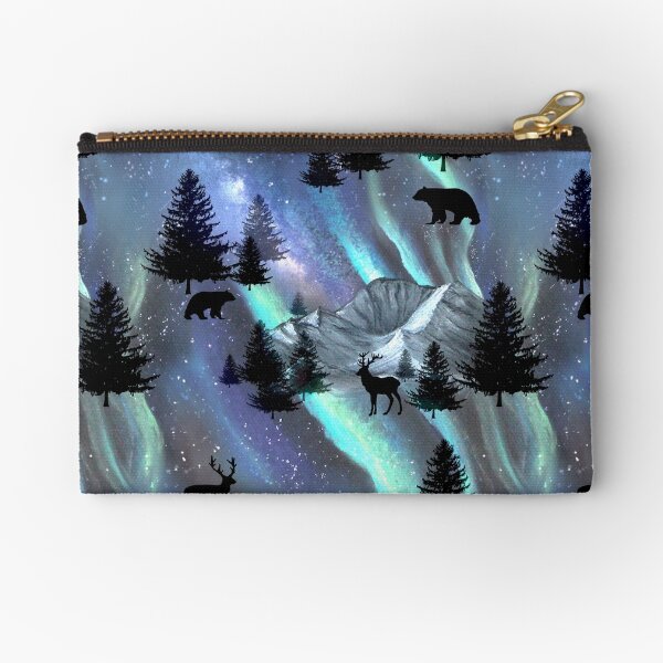 Aurora Borealis Mountains Tatra Cottage Zipper Pouch