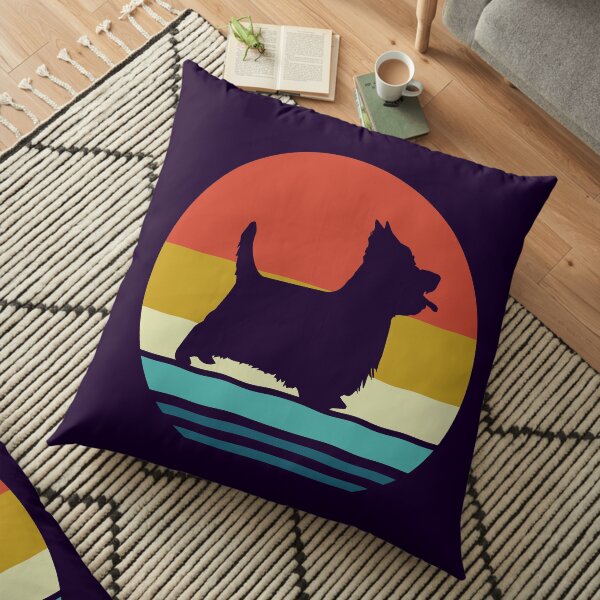 Silky Terrier - Vintage Retro Silky Terrier Dog Breed - Silky Terrier Dog Owner Gift Floor Pillow