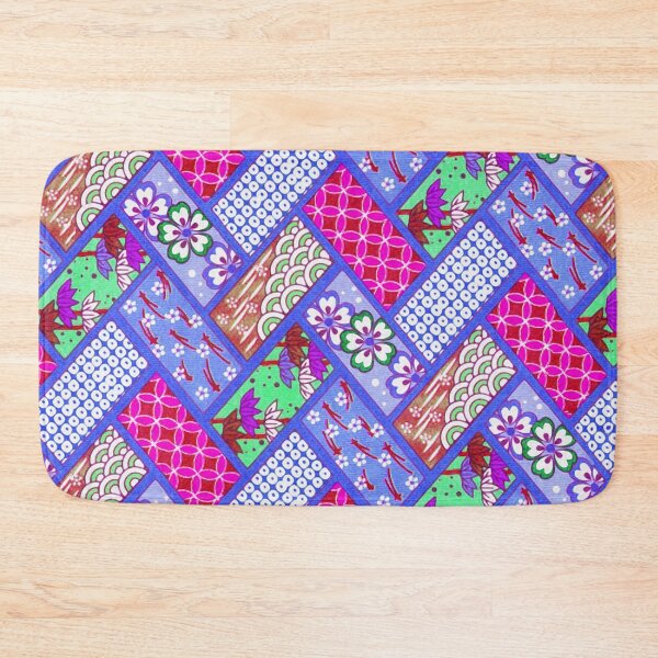 Item preview, PINK GREEN BLUE LAMINATE FLORAL GEOMETRIC JAPANESE QUILT PATTERN designed and sold by BulganLumini.