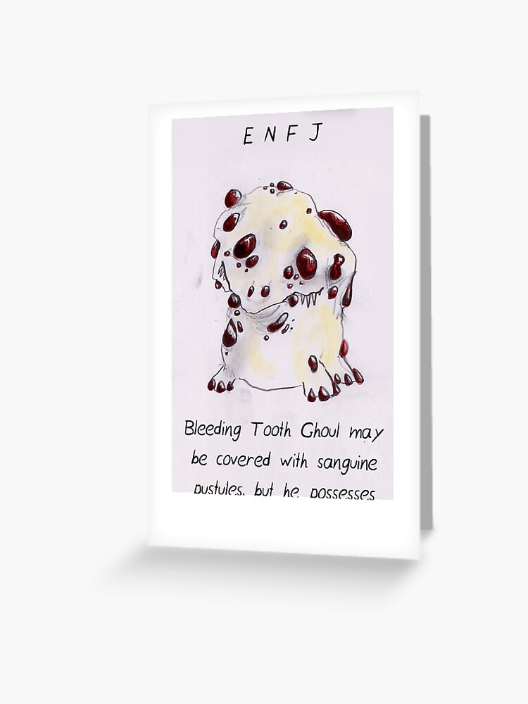 Mbti Ghosts And Ghouls Enfj Bleeding Tooth Mushroom Monster Greeting Card By Samsketchbook Redbubble