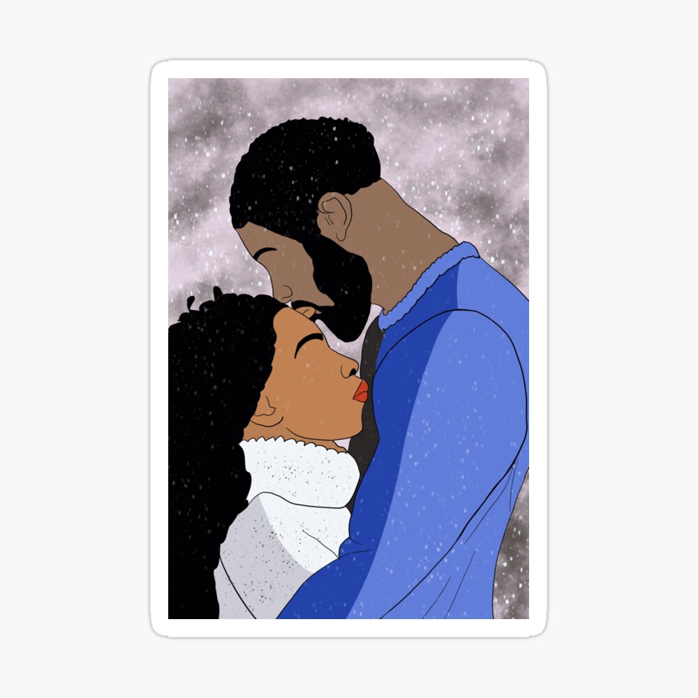 Couple Art, Love , Romance, Hug, Kiss, Black woman art Female Portrait Black  Woman Illustration African Woman Art, African American Modern Art, Black  Girl Wall Art.