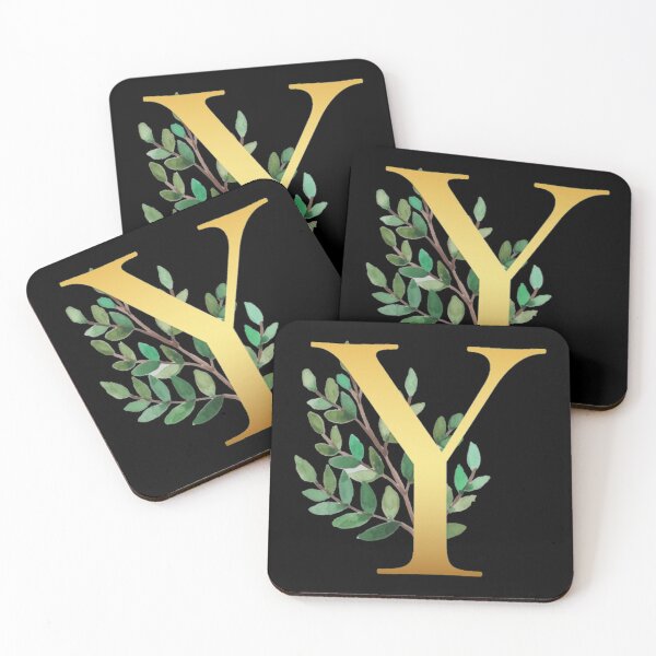 Item preview, Floral Gold Monogram Y - Letter Art Black designed and sold by MysticMagpie.