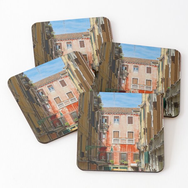 Item preview, The streets of Venice. Beautiful multi-colored houses. The windows are closed with wooden shutters. Stunning lancet windows. Italy. designed and sold by Alexander Sorokopud.