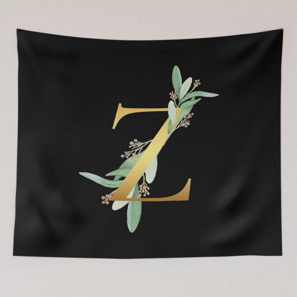 Item preview, Floral Gold Monogram Z - Letter Art Black designed and sold by MysticMagpie.