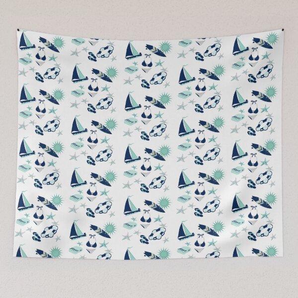 Item preview, Preppy Teal Aqua dark blue summer surfer beach life nautical designed and sold by IamTrending.