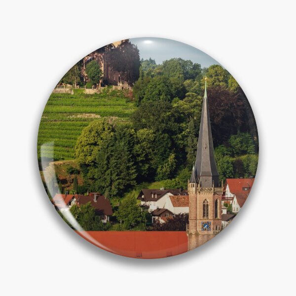 Item preview, Colorful landscape view of little village Kappelrodeck in Black Forest mountains. Beautiful church and medieval castle designed and sold by Alexander Sorokopud.