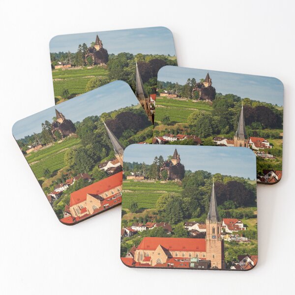 Item preview, Colorful landscape view of little village Kappelrodeck in Black Forest mountains. Beautiful church and medieval castle designed and sold by Alexander Sorokopud.