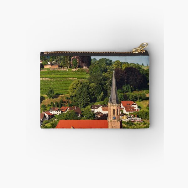 Item preview, Colorful landscape view of little village Kappelrodeck in Black Forest mountains. Beautiful church and medieval castle designed and sold by Alexander Sorokopud.