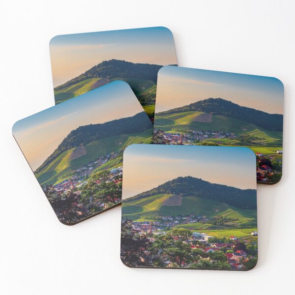 Item preview, Colorful landscape view of little village Kappelrodeck in Black Forest mountains. Beautiful church and medieval castle designed and sold by Alexander Sorokopud.