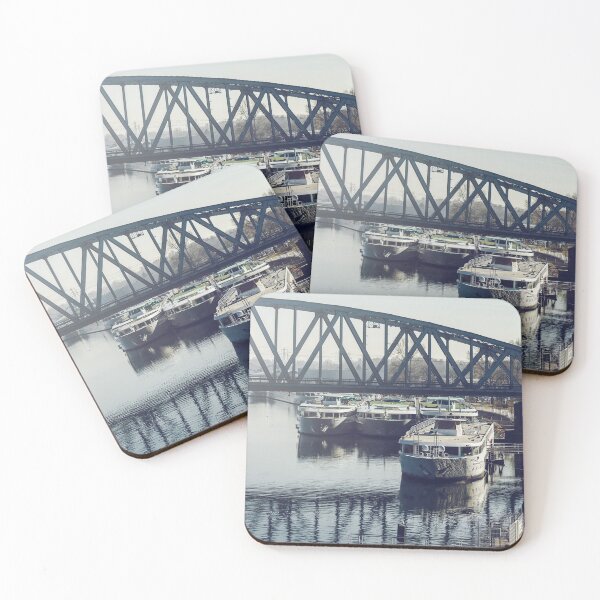 Item preview, Big river touristic cruise ships overview with the bridge on background, Strasbourg designed and sold by Alexander Sorokopud.