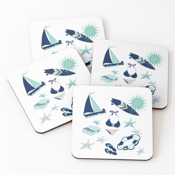 Item preview, Preppy Teal Aqua dark blue summer surfer beach life nautical designed and sold by IamTrending.