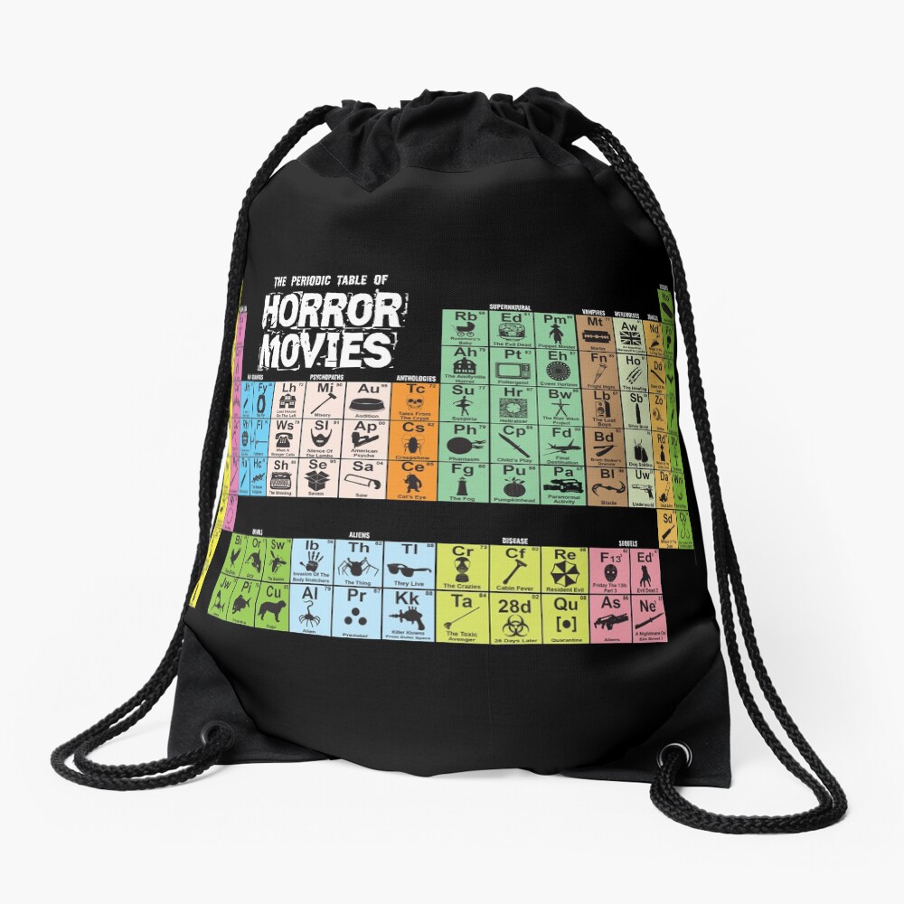 Periodic Table of Horror Movies Drawstring Bag