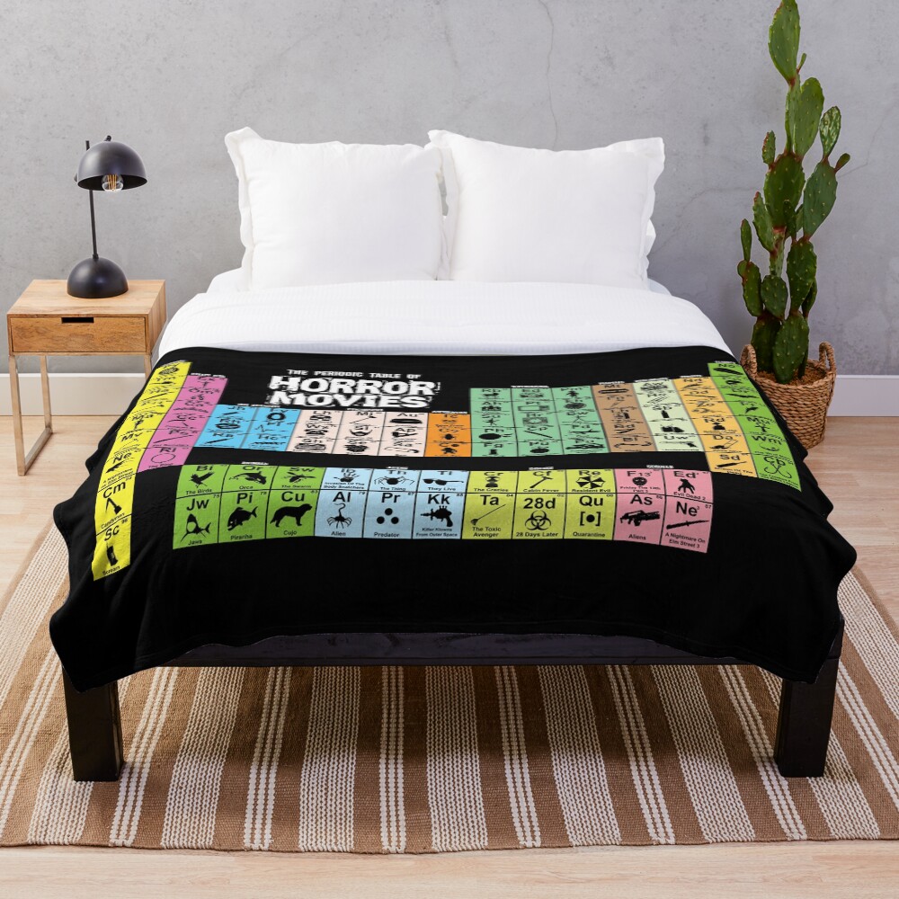 Periodic Table of Horror Movies Throw Blanket