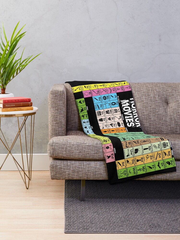 Alternate view of Periodic Table of Horror Movies Throw Blanket