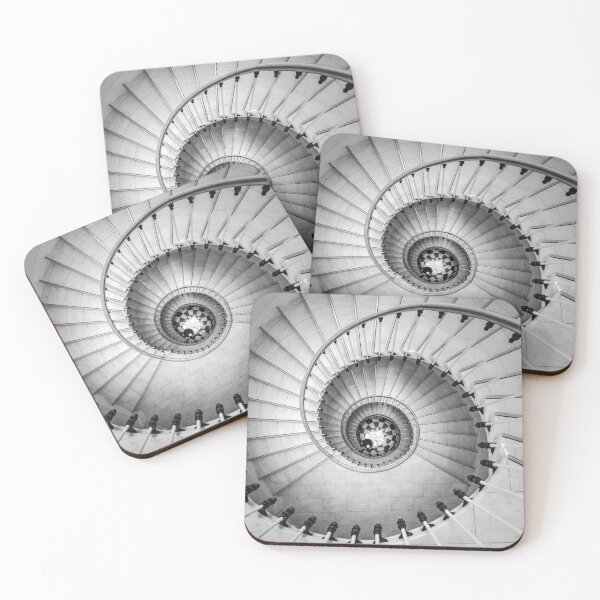Item preview, Beautiful circular staircase in old house, snail geometry, black and white designed and sold by Alexander Sorokopud.