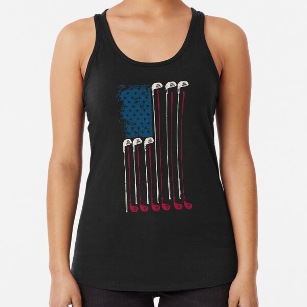 Patriotic American Flag Golf Fan Gift graphic print Racerback Tank Top