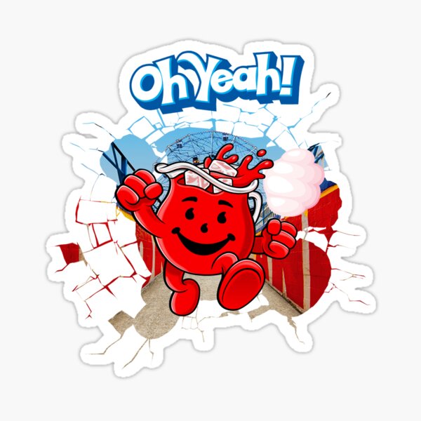 Kool Aid Man Breaking Wall Sticker By Mikeproductions Redbubble