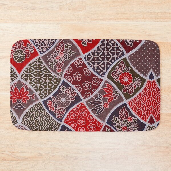 Item preview,  BLACK WHITE RED LAMINATES GEOMETRIC FLORAL Antique Japanese Pattern designed and sold by BulganLumini.