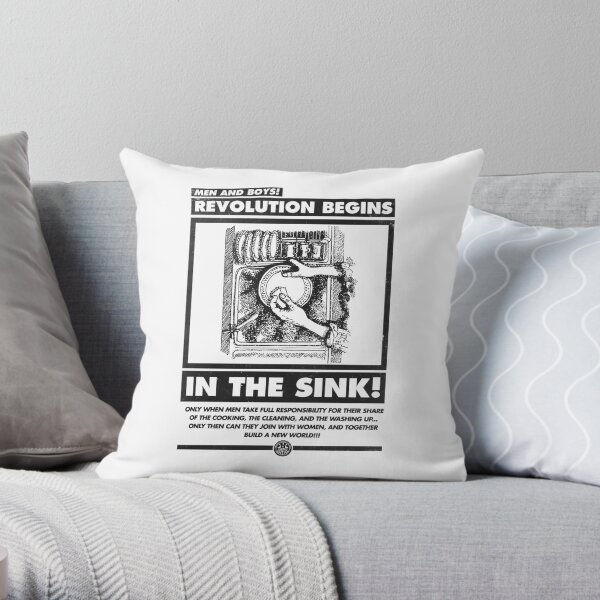 Men and Boys: Revolution Begins in the Sink! (IWW Vector Recreation, Proceeds to IWW) Throw Pillow